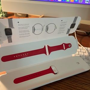 Authentic Apple Watch Band 45M in a Christmas  Red Spirts Band!  Don't Miss Out!
